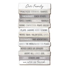 667665450375 Our Family Stacking Words Large (Plaque)