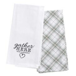 843310100745 Gather Here With A Grateful Heart Cotton Tea Towel Set