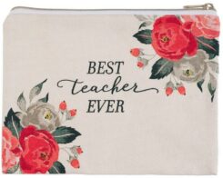 843310100974 Best Teacher Ever Zippered Canvas Pouch