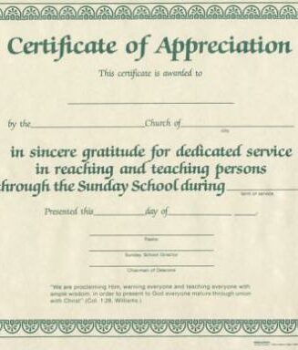 9780805472837 Certificate Of Appreciation Sunday School Worker