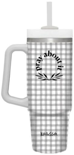 612978600313 Pray About It Stainless Steel Mug With Straw