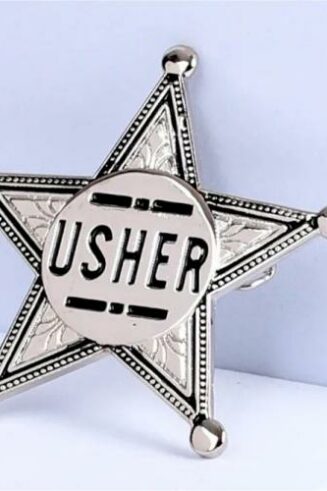 788200805723 Usher Star Pin Back Metal Badge