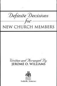 9780805494020 Definite Decisions For New Church Members