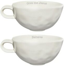 195002470705 Simply Stated Hand Thrown Mug Set Believe Give Me Jesus