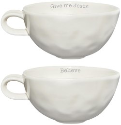 195002470705 Simply Stated Hand Thrown Mug Set Believe Give Me Jesus