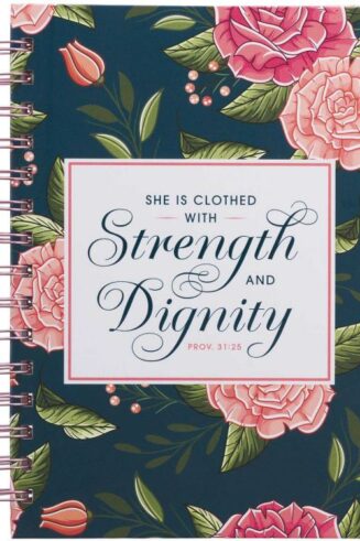 9781639522699 She Is Clothed With Strength And Dignity Journal Proverbs 31:25 Navy Floral