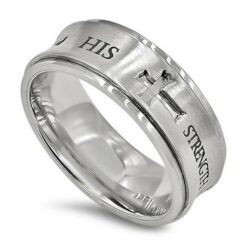 679822611109 4 Cross Spinner 1 Timothy 6:11 (Size 10 Ring)