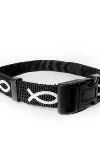 720011900358 Black Non Padded Ichthus Collar Large