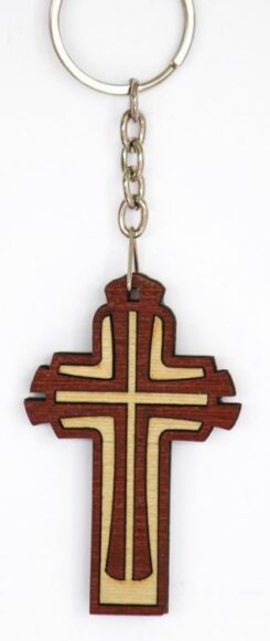 810013850130 Modern Cross Wooden Key Chain