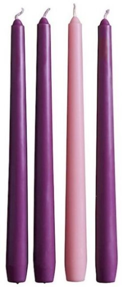 886083722752 Advent Taper Candle Set 10H Set Of 3 Purple 1 Pink