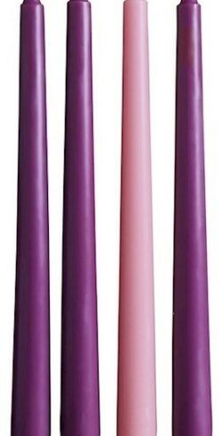 886083722752 Advent Taper Candle Set 10H Set Of 3 Purple 1 Pink