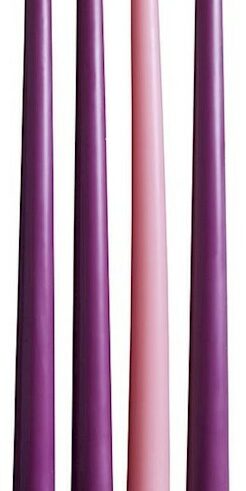 886083722776 Advent Taper Candle Set 12H Set Of 3 Purple 1 Pink