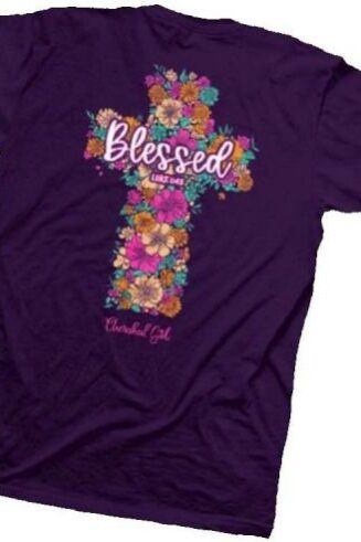 612978644249 Cherished Girl Floral Cross (4XL T-Shirt)