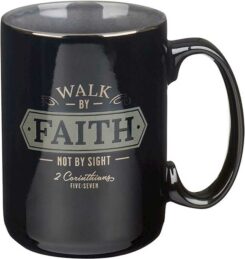 1220000321748 Large Ceramic Bible Verse Coffee & Tea Mug for Men: Walk by Faith - 2 Corinthian