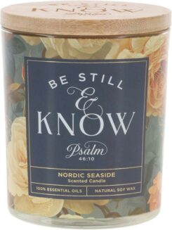 1220000328273 Be Still And Know Yellow Rose Nordic Seaside Scented Candle In A Glass Jar
