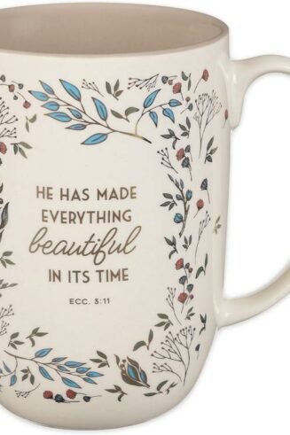 1220000327559 Everything Beautiful Cream Floral Ceramic Coffee Mug Ecclesiastes 3:11