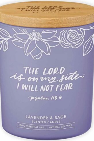 1220000328327 I Will Not Fear Lavender And Sage Candle In A Glass Jar Psalm 118:6