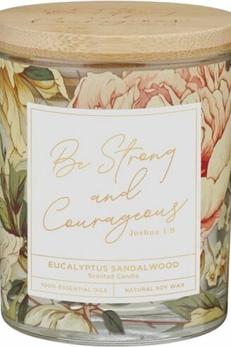 1220000720329 Be Strong And Courageous Eucalyptus Sandalwood Scented Candle Joshua 1:9