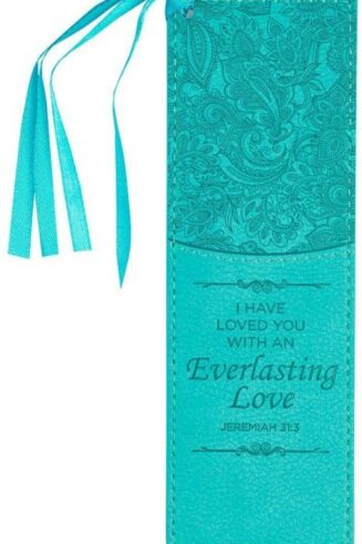 6006937127968 Teal Faux Leather Bookmark Everlasting Love - Jeremiah 31:3 Bible Verse Inspira