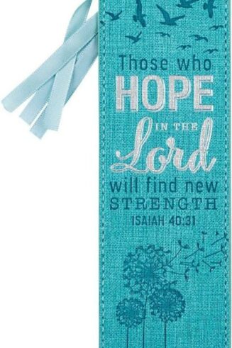 6006937142480 Teal Faux Leather Bookmark Hope In The Lord - Isaiah 40:31 Bible Verse Inspirat
