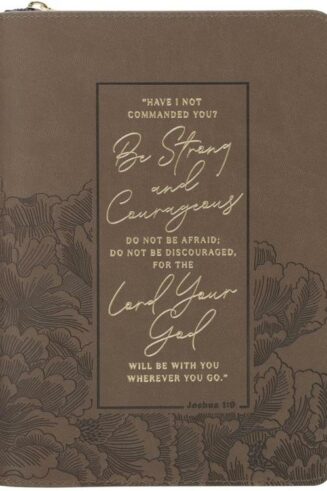 9798896780595 Be Strong And Courageous Joshua 1:9 Faux Leather Journal With Zipper Closur