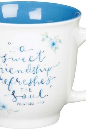 1220000135376 Blue Floral Ceramic Friendship Coffee/Tea Mug  A Sweet Friendship Refreshes the