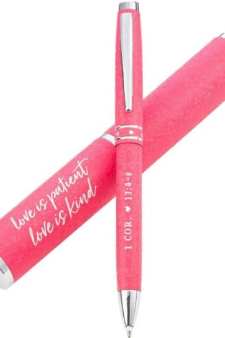 1220000132375 Love Is Patient Pink Stylish Classic Pen in Matching Gift Case-1 Corinthians 13: