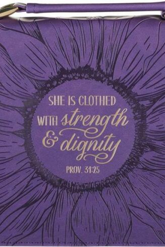1220000136335 Women's Fashion Bible Cover Strength and Dignity Proverbs 31:25