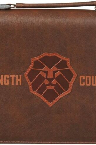 1220000324107 Classic Vegan Leather Bible Cover for Men & Boys: Strength & Courage Encouraging