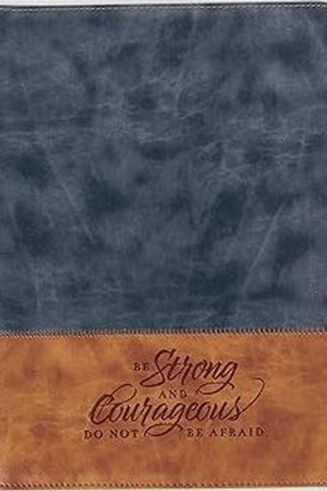1220000324640 Be Strong And Courageous Faux Leather Zippered Padfolio Joshua 1:9