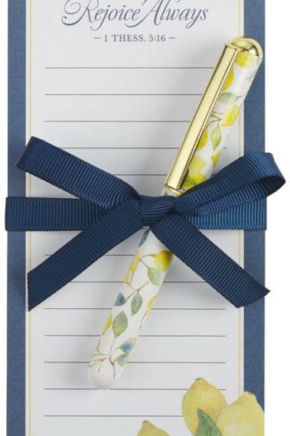 1220000325098 Compact Magnetic Notepad & Medium Ballpoint Pen Set for Women: Rejoice Always In