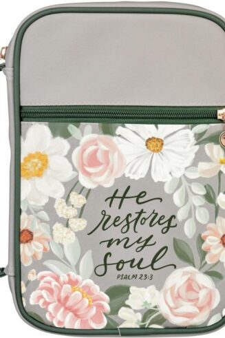 1220000721340 Premium Vegan Leather Inspirational Bible Cover for Women: He Restores My Soul E