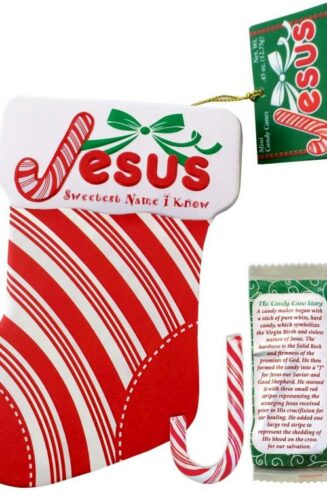 641520003203 Jesus Sweetest Name I Know Mini Candy Cane Stocking Ornament Tin