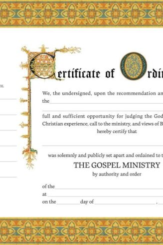 9780805404555 Certificate Of Ordination Minister